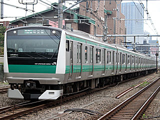 E233系7000番台 埼京線色 (クハE232-7024) JR山手貨物線 新宿〜池袋 宮ハエ124編成