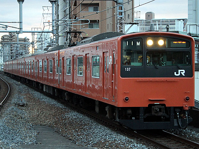 201系0番台 オレンジ (クハ201-137) JR大阪環状線 福島 近モリLB14編成